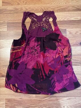 Express Floral Crochet Lace Racerback Magenta Camisole Size XS